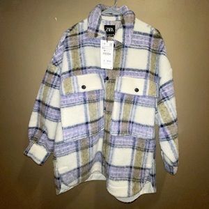 Oversized Polyester Wool Blend Shirt Jacket